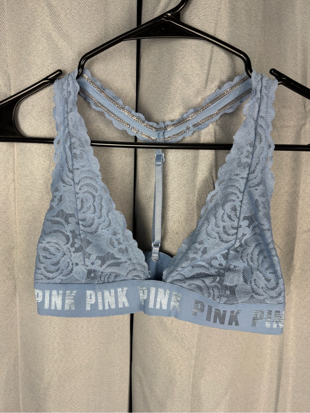 PINK Victoria's Secret Lace Bralette in Light Blue - Strappy Back